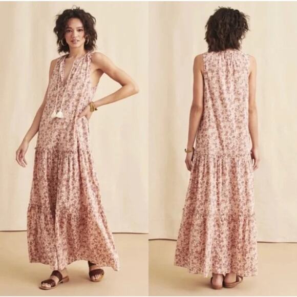 Faherty Mira Tiered Floral Maxi Dress SZ XS Sleeveless Boho Cottagecore Prairie - Picture 1 of 11